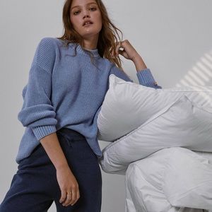NWT Lunya Cozy Cotton Silk Crew Neck Pullover - XS/S - Daybreak Blue Heather